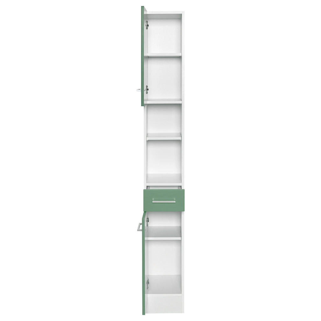 Thumbnail - Held Hochschrank, Grün, Weiß, Holzwerkstoff, 3 Fächer, 1 Schubladen, einzeln stellbar, 25x190x35 cm, stehend, Badezimmer...