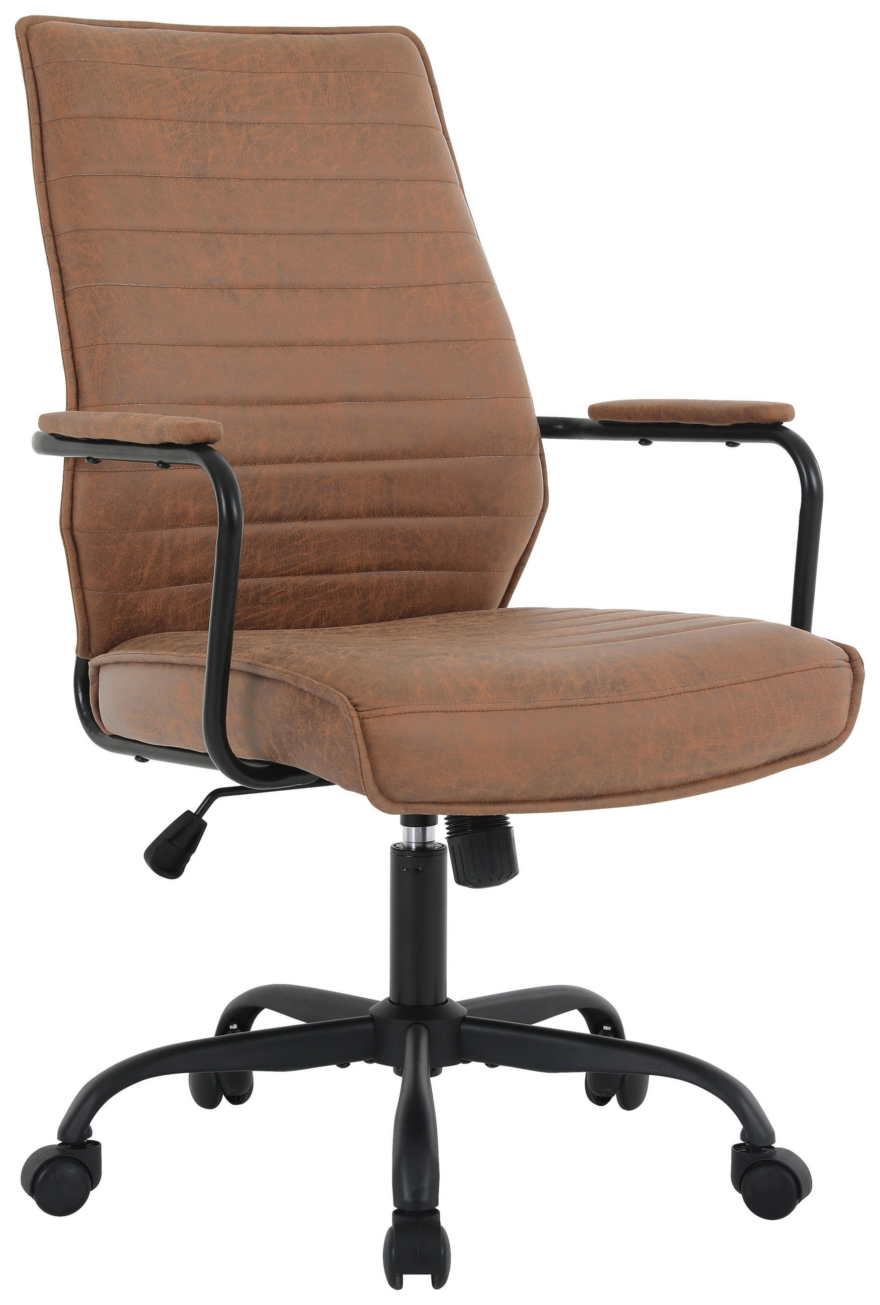 SNURRSTOL  i mikrofiber brun  - brun/svart, Design, metall/textil (62/100-109,5/65,5cm) - Carryhome