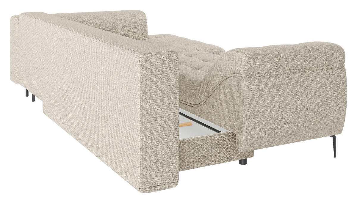 ECKSOFA Beige Struktur, Bouclé  - Beige/Schwarz, Design, Textil (177/276cm) - MID.YOU