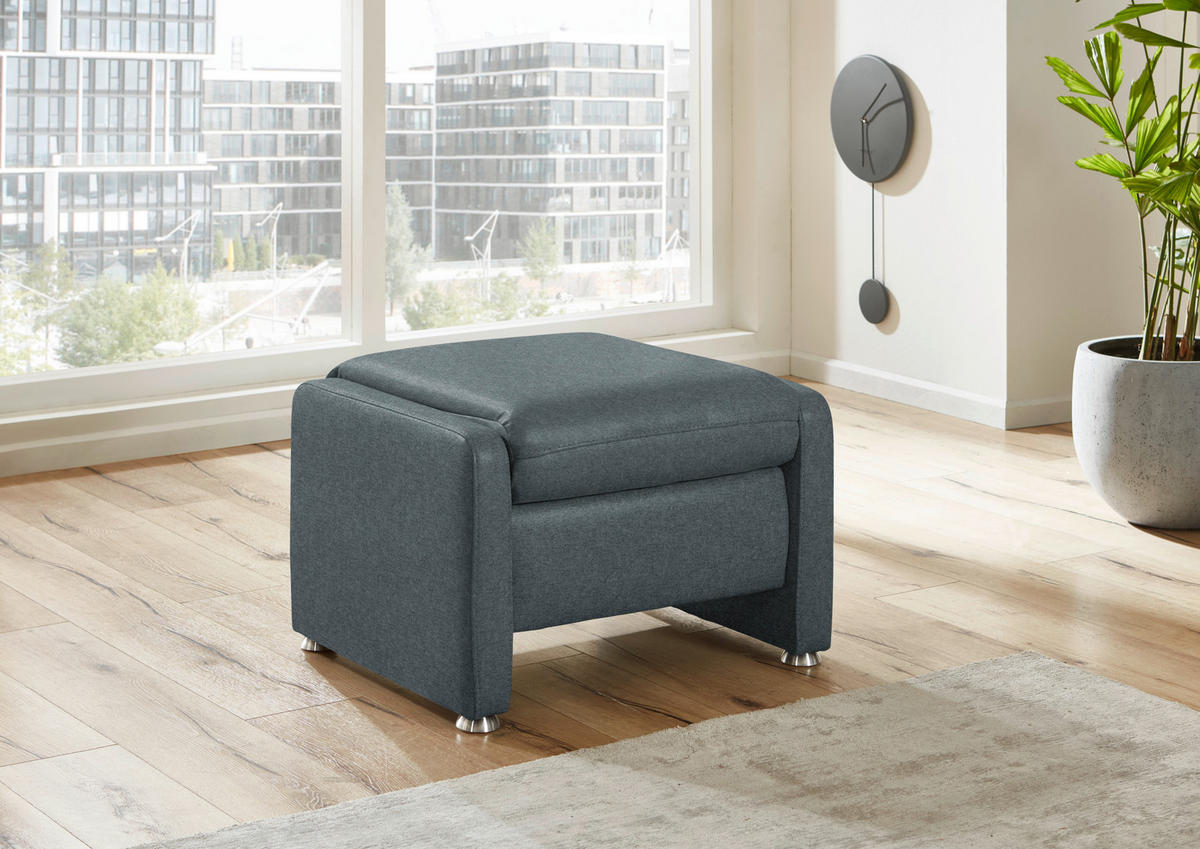 HOCKER Textil Grau  - Alufarben/Grau, Konventionell, Textil/Metall (67/44/58cm) - Beldomo Comfort