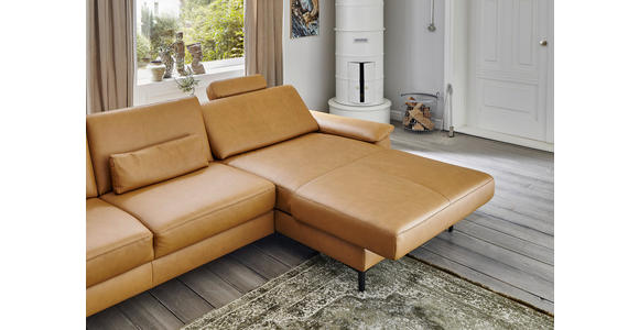 ECKSOFA in Echtleder Currygelb  - Currygelb/Schwarz, Design, Leder/Metall (176/334cm) - Dieter Knoll