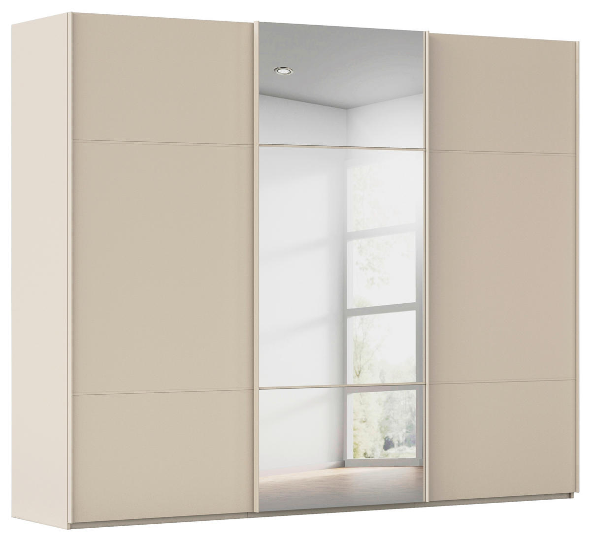 SCHWEBETÜRENSCHRANK 301/223/68 cm 3-türig Champagner  - Champagner, KONVENTIONELL, Glas/Holzwerkstoff (301/223/68cm) - Novel