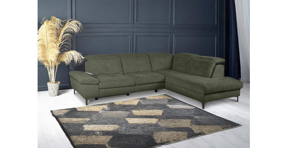 ECKSOFA Dunkelgrün Webstoff  - Dunkelgrün/Schwarz, KONVENTIONELL, Textil/Metall (288/225cm) - Carryhome