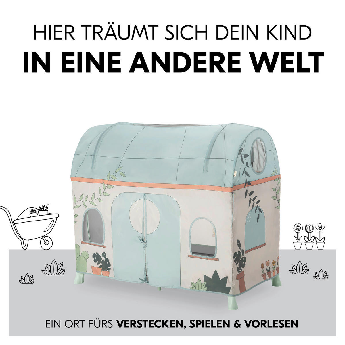 REISEBETT-SPIELZELT - Türkis, Basics, Textil (68/98/130cm) - Hauck