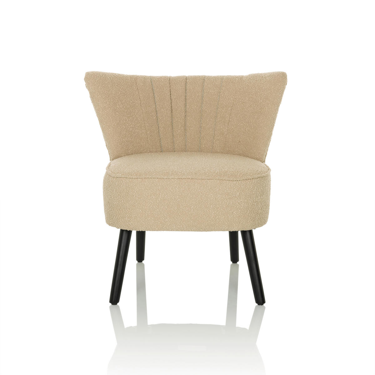 LOUNGESESSEL Bouclé Beige    - Beige/Schwarz, MODERN, Holz/Textil (72/77/65cm) - MID.YOU