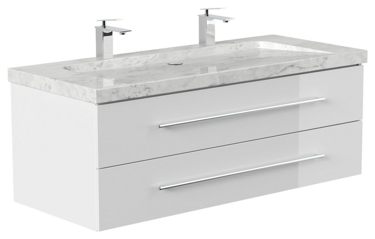 WASCHTISCHKOMBI 130 cm  - Weiß Hochglanz, Basics, Holzwerkstoff/Stein (130cm) - MID.YOU