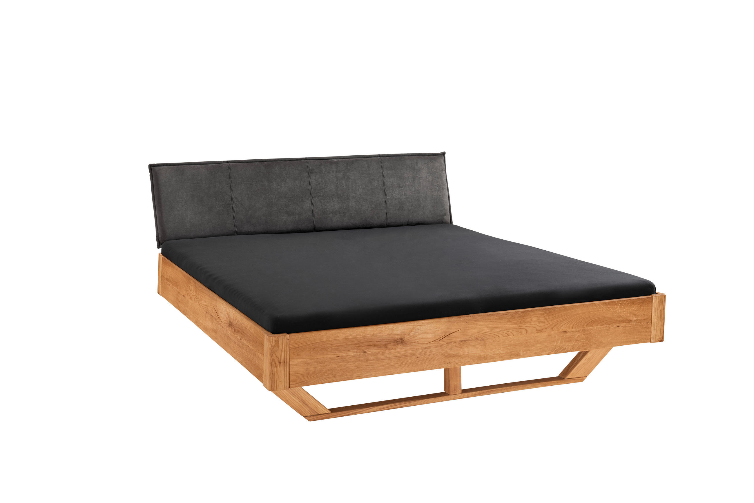 BALKENBETT 140/200 cm  in Wildeiche  - Wildeiche/Anthrazit, Natur, Holz (140/200cm) - Linea Natura