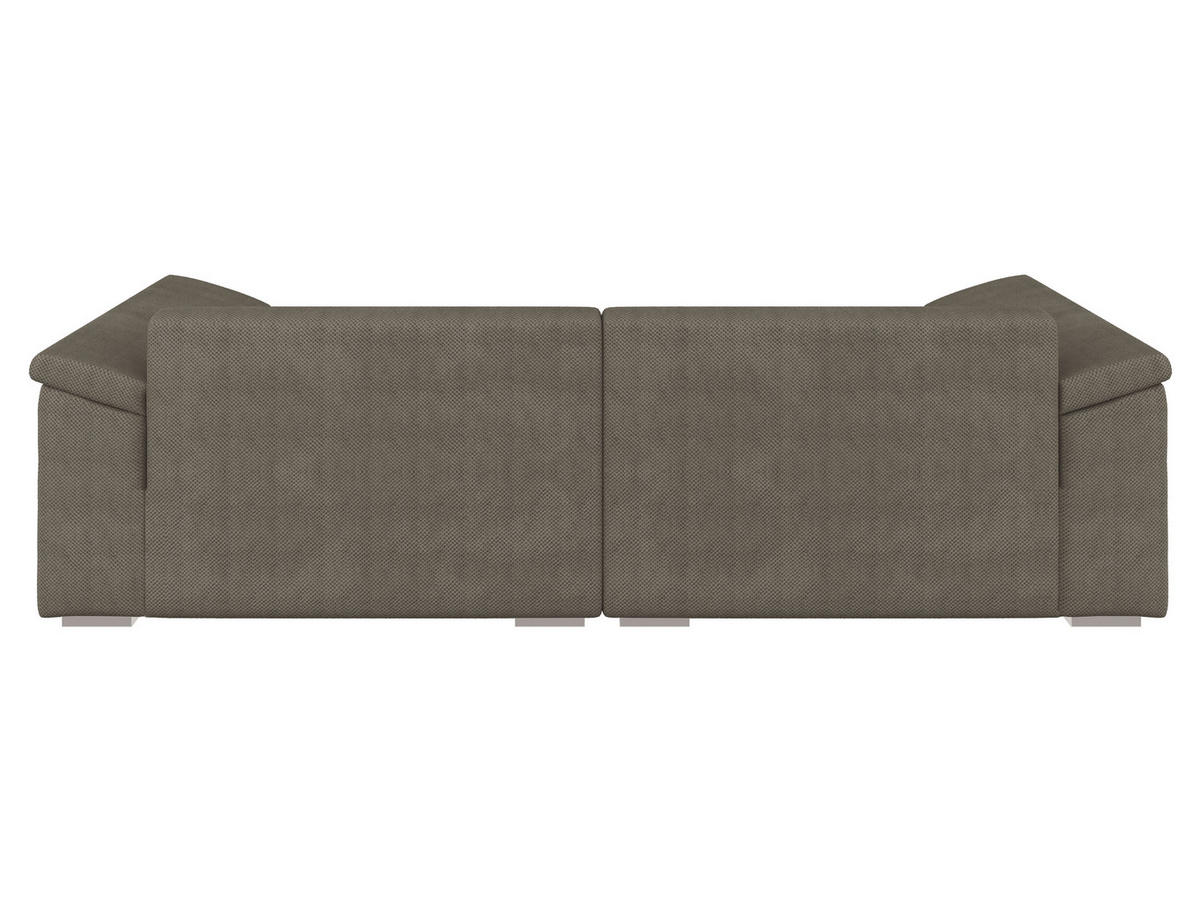BIGSOFA TERMINI Velours, Webstoff Grau  - Beige/Naturfarben, Design, Holz/Textil (260/98/123cm) - MID.YOU
