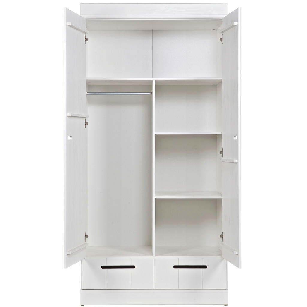 Thumbnail - Livetastic Drehtürenschrank Connect, Weiß, Holz, Kiefer, massiv, 1 Fächer, 2 Schubladen, 94x195x53 cm, erweiterbar, Type...