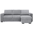 ECKSOFA  in Velours Grau  244/157 cm  - Schwarz/Grau, Design, Kunststoff/Textil (244/157cm) - Carryhome