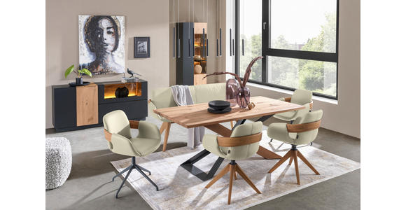 ARMLEHNSTUHL  Lederauswahl, Stoffauswahl, Typenauswahl, Sitzfläche 360° drehbar, automatische Rückholfunktion  Echtleder  - Eichefarben/Cognac, Natur, Leder/Holz (60/86/60cm) - Valnatura