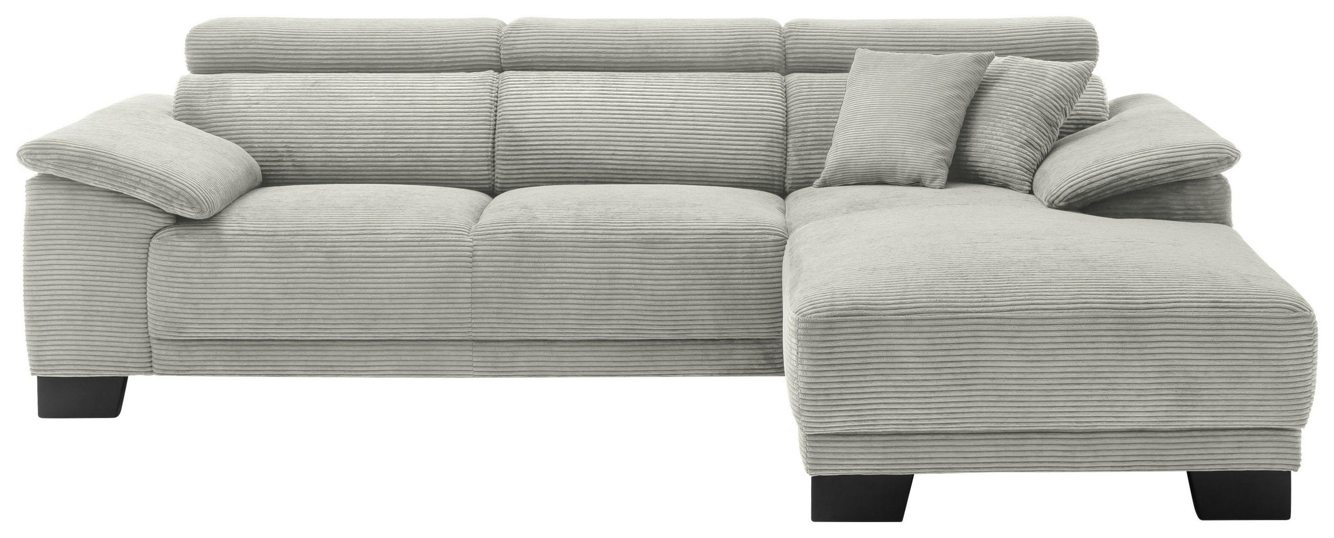 ECKSOFA in Cord Graubraun  270/174 cm  - Graubraun/Schwarz, Design, Holz/Textil (270/174cm) - Pure Home Lifestyle
