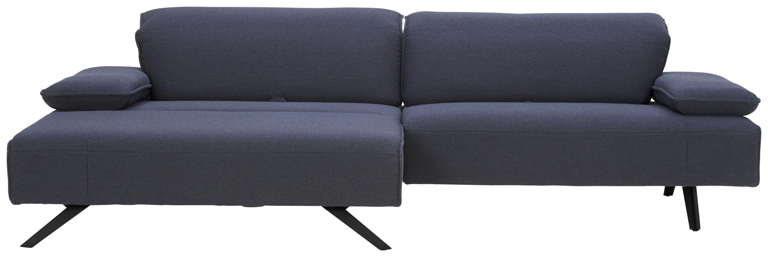 ECKSOFA in Flachgewebe Dunkelblau  - Anthrazit/Dunkelblau, Design, Textil/Metall (164/280cm) - Johann Jakob