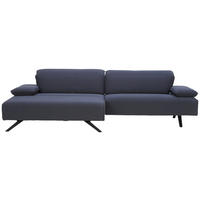 ECKSOFA in Flachgewebe Dunkelblau  - Anthrazit/Dunkelblau, Design, Textil/Metall (164/280cm) - Johann Jakob