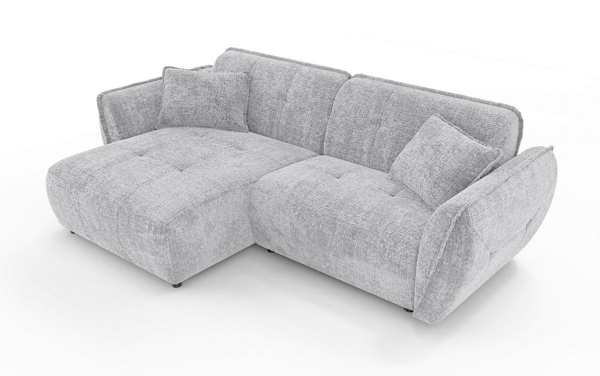 ECKSOFA Nelia Hellgrau Chenille  - Hellgrau/Schwarz, Design, Kunststoff/Textil (155/252cm) - P & B