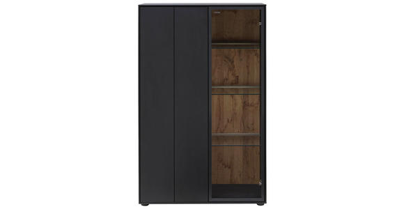 HIGHBOARD 86/138/39 cm - Anthrazit/Schwarz, Natur, Glas/Holz (86/138/39cm) - Valnatura
