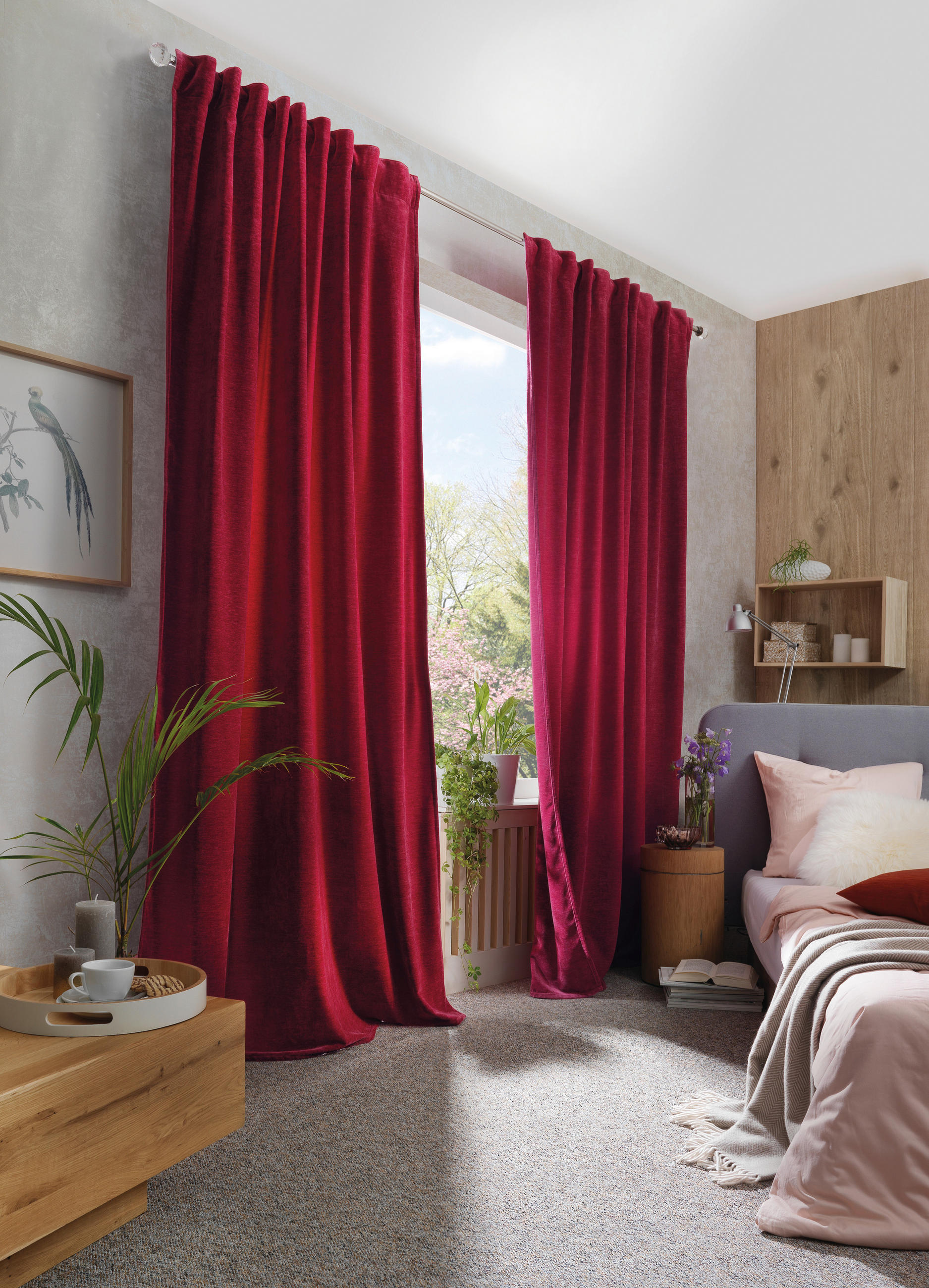 FERTIGVORHANG  blickdicht  135/145 cm   - Bordeaux, Basics, Textil (135/145cm)