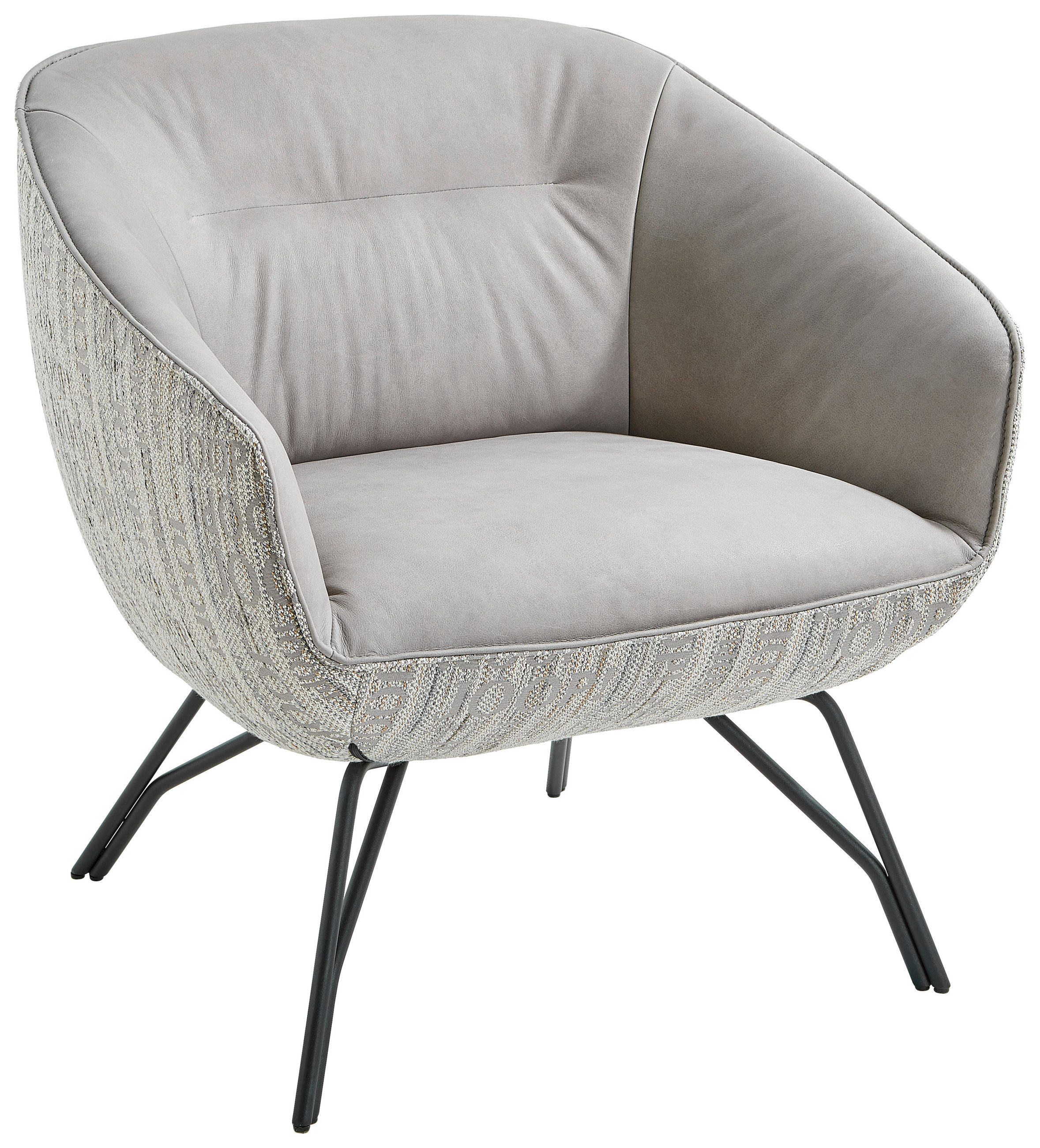 DESIGNSESSEL Posh Echtleder Struktur Grau    - Anthrazit/Grau, Design, Leder/Textil (76/80/73cm) - Joop!