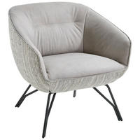 DESIGNSESSEL Posh Echtleder Struktur Grau    - Anthrazit/Grau, Design, Leder/Textil (76/80/73cm) - Joop!