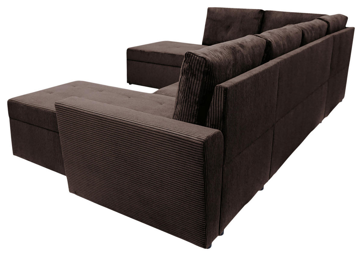 WOHNLANDSCHAFT TERMOLI Braun Cord  - Schwarz/Braun, Design, Kunststoff/Textil (155/296/155cm) - MID.YOU