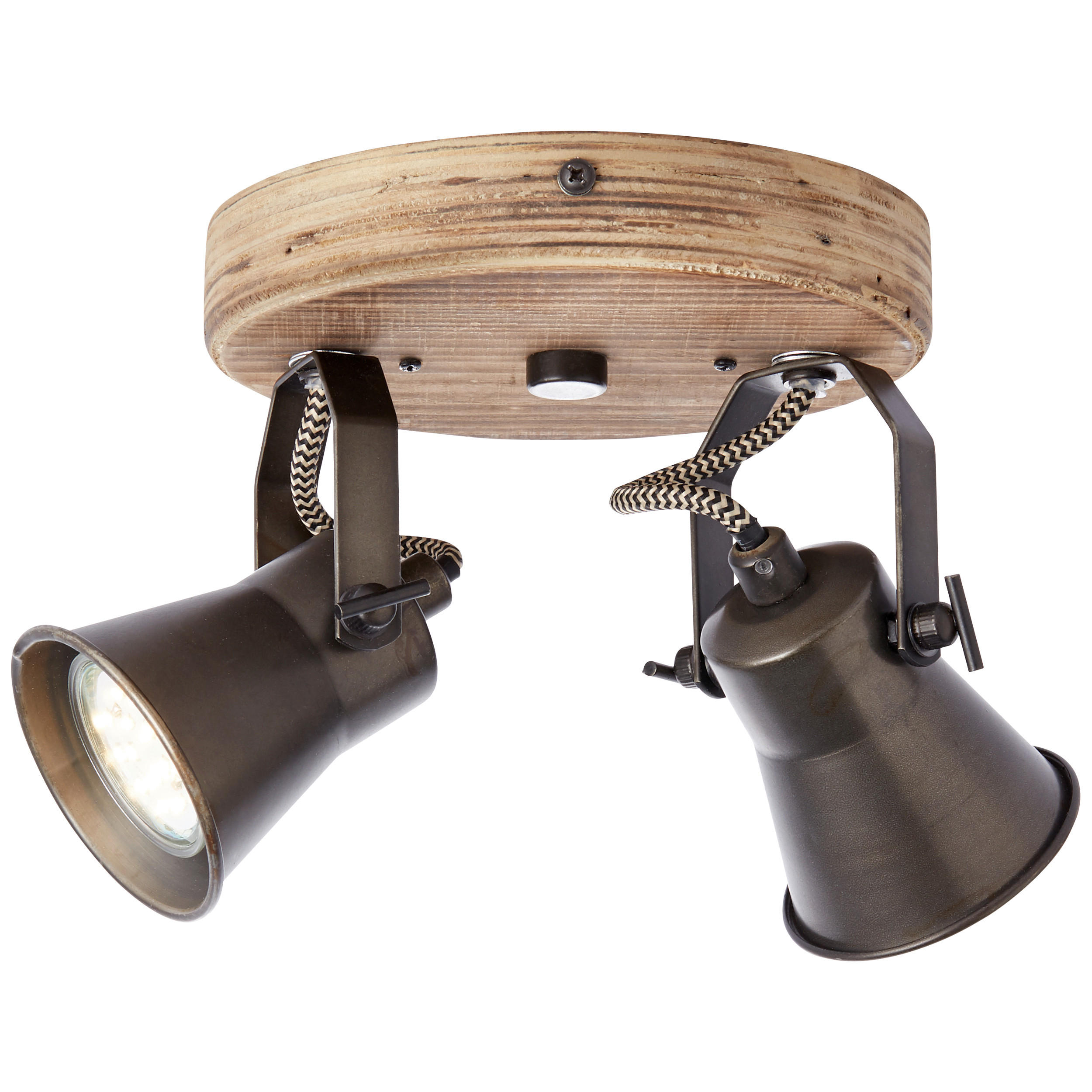 DECKENLEUCHTE    16/13/23 cm  - Schwarz, Natur, Holz/Metall (16/13/23cm) - Brilliant