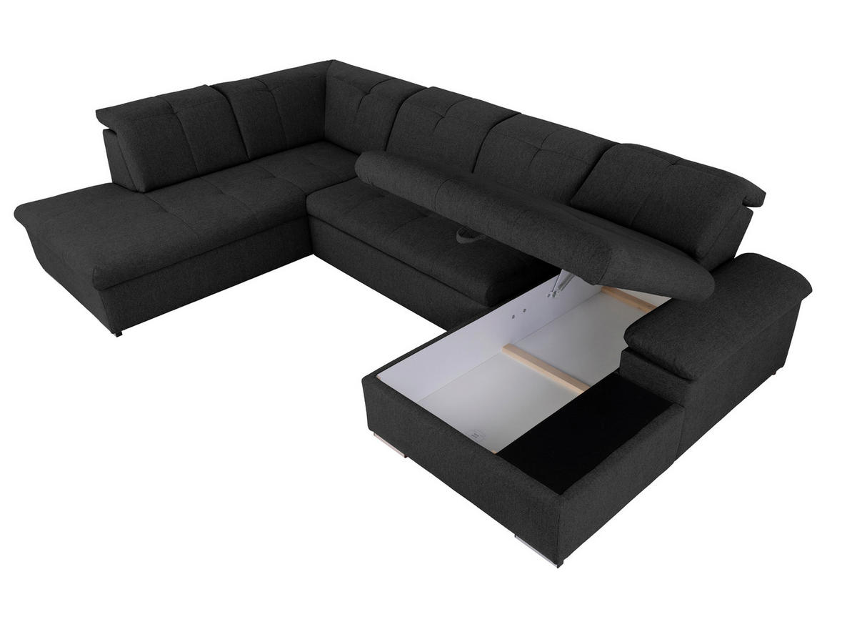 WOHNLANDSCHAFT Schwarz  - Schwarz/Grau, Design, Textil/Metall (215/328/173cm) - MID.YOU