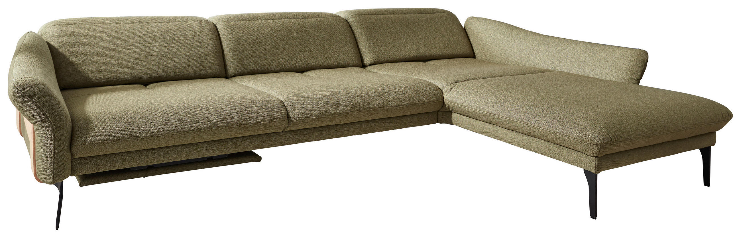 ECKSOFA in Webstoff Olivgrün  - Anthrazit/Olivgrün, Design, Holz/Textil (314/179cm) - Himolla