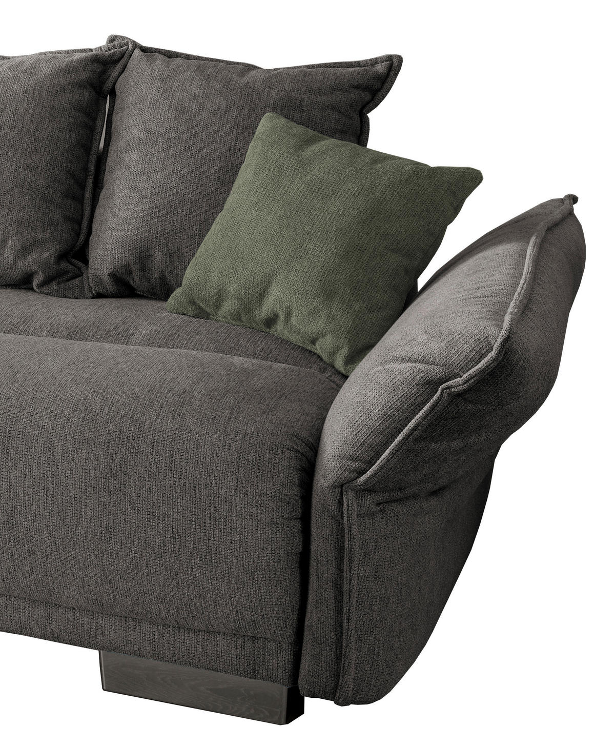 BIGSOFA in Chenille Graubraun  - Chromfarben/Dunkelgrün, Modern, Kunststoff/Textil (242/71/90/131cm) - Livetastic