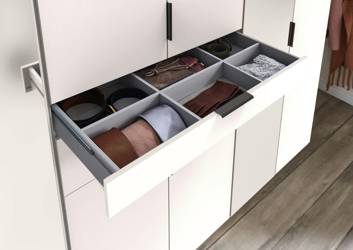 KLEIDERSCHRANK in Weiss  - Weiss/Schwarz, Modern, Glas/Holzwerkstoff (270/210/58cm) - Boxxx