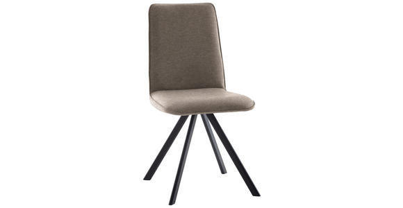 STUHL in Eisen Flachgewebe Metall, Textil - Hellbraun/Schwarz, Design, Textil/Metall (48/93/60cm) - Cantus