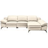 ECKSOFA in Echtleder Beige  286/183 cm  - Beige/Schwarz, Design, Leder/Metall (286/183cm) - Celina Home