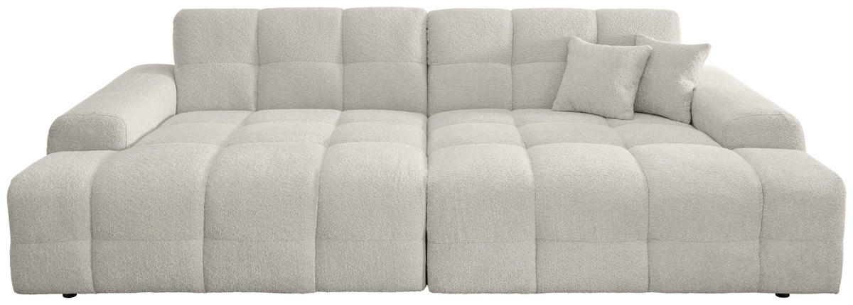 BIGSOFA in Bouclé Weiß  - Schwarz/Weiß, MODERN, Kunststoff/Textil (304/87/155cm) - Livetastic