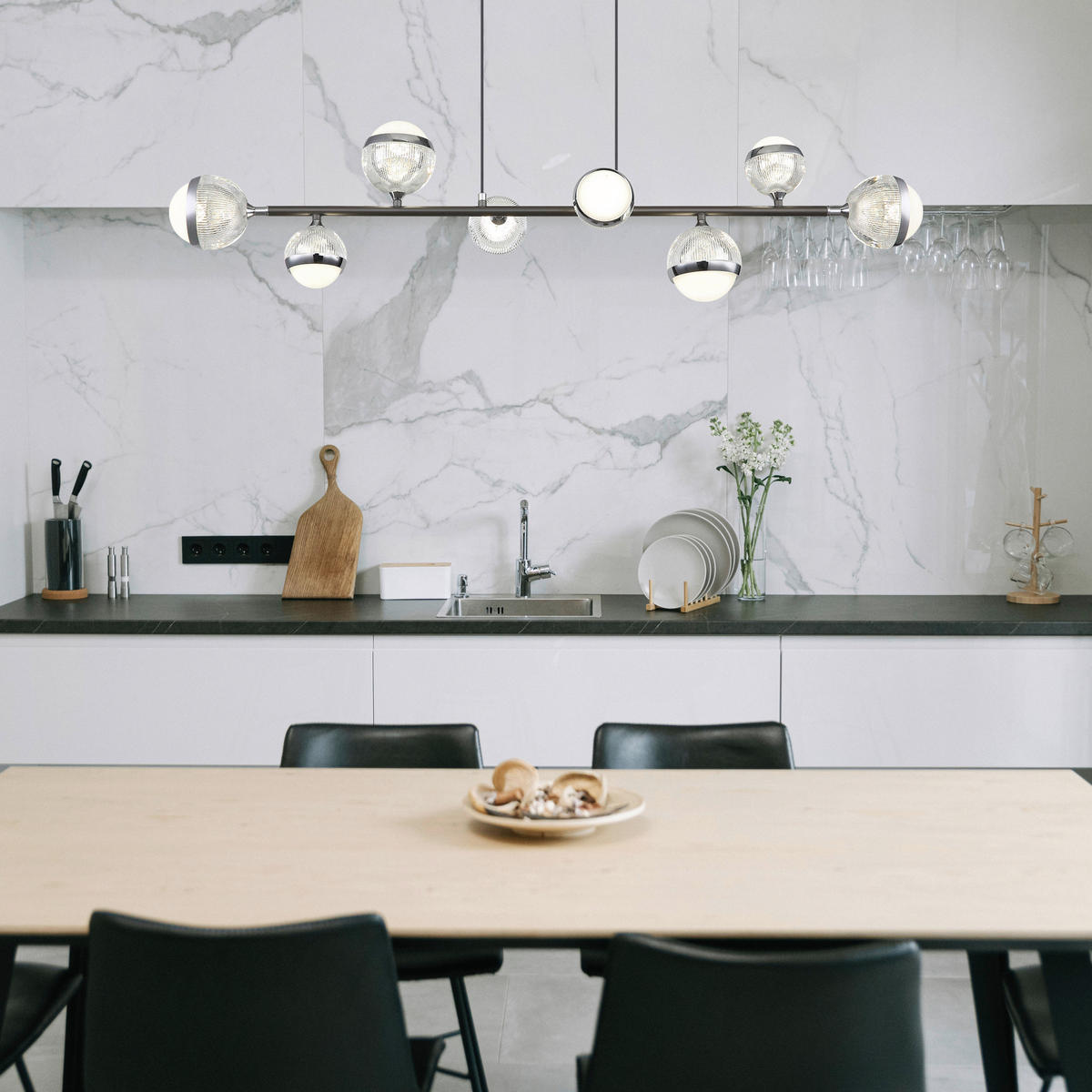 LED-HÄNGELEUCHTE 109/24/120 cm  - Klar/Chromfarben, KONVENTIONELL, Kunststoff/Metall (109/24/120cm) - Globo