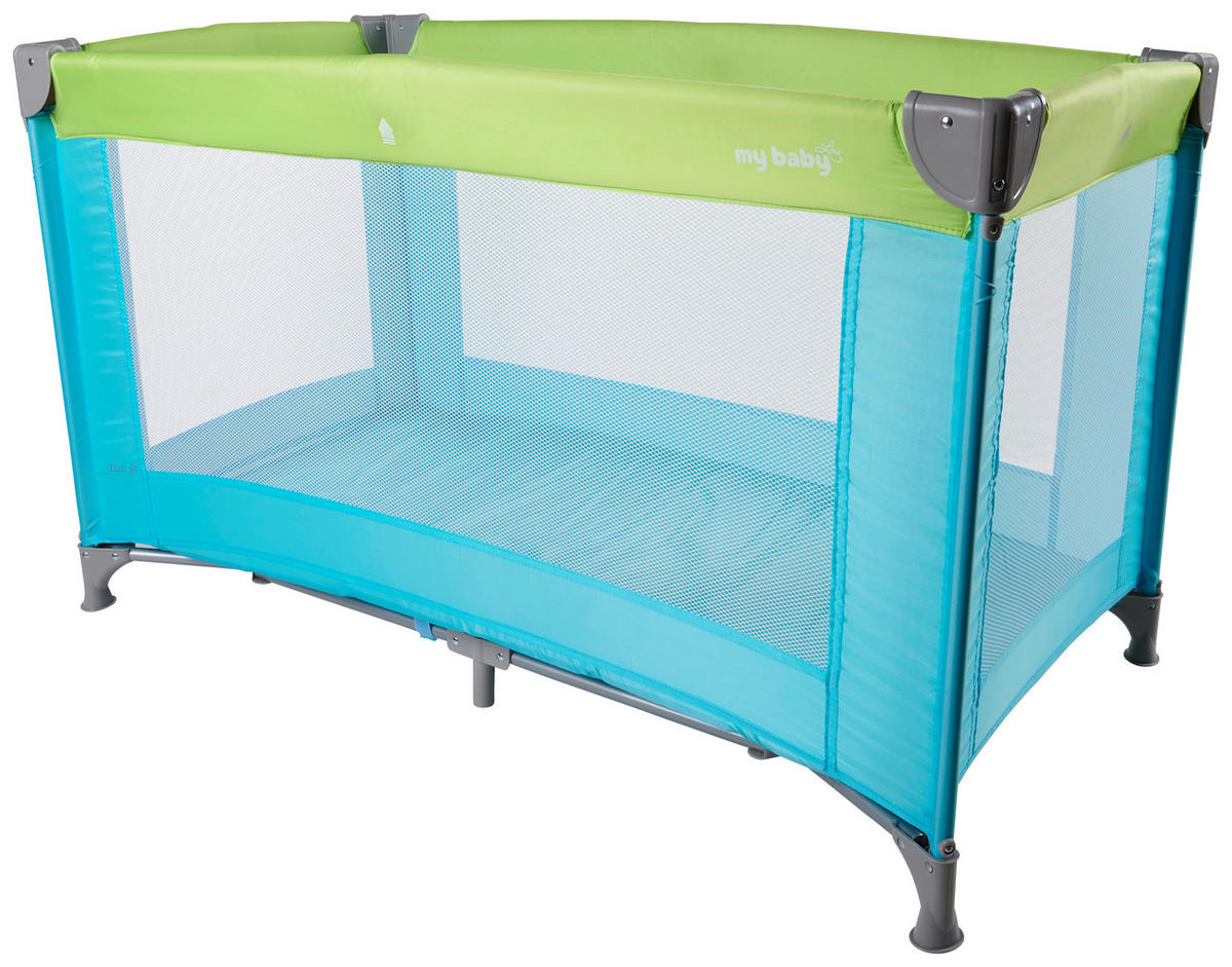 PRENOSIVI KREVETAC  120/60/74 cm     - zelena/plava, Osnovno, metal/tekstil (120/60/74cm) - My Baby Lou