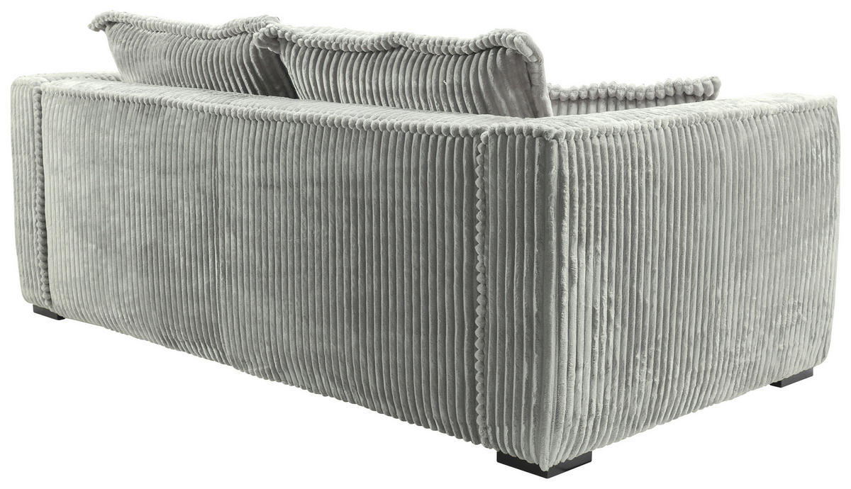 SOFA in Cord Hellgrau  - Hellgrau/Schwarz, Design, Holz/Textil (223/95/121cm) - MID.YOU