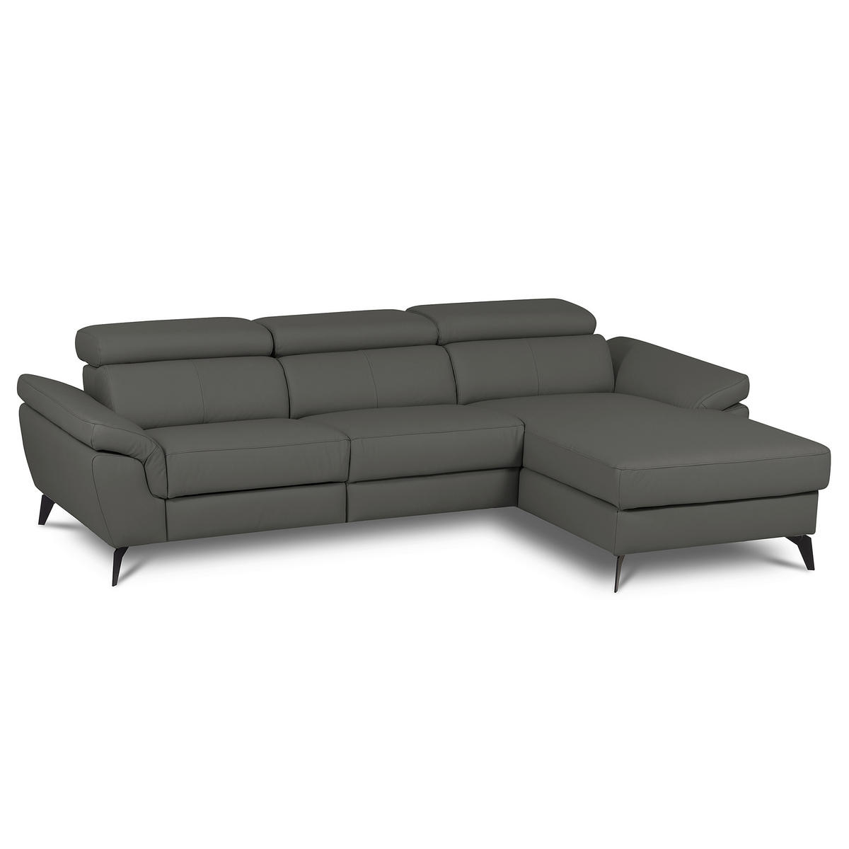 ECKSOFA  in Lederlook Echtleder Anthrazit  - Anthrazit/Schwarz, Design, Leder/Textil (252/179cm) - Livetastic