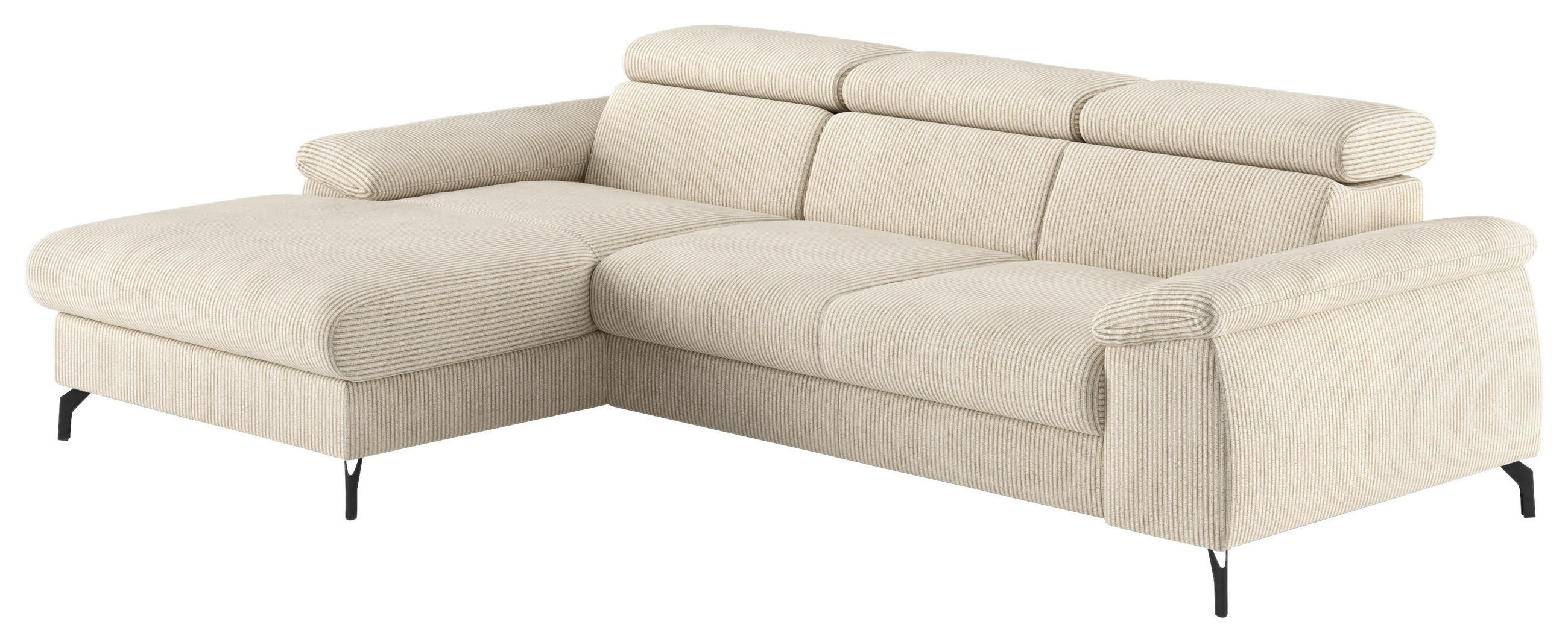 ECKSOFA in Cord Beige  - Beige/Schwarz, Design, Textil/Metall (166/244cm) - Livetastic