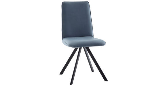 STUHL in Eisen Flachgewebe Metall, Textil - Schwarz/Hellblau, Design, Textil/Metall (48/93/60cm) - Cantus