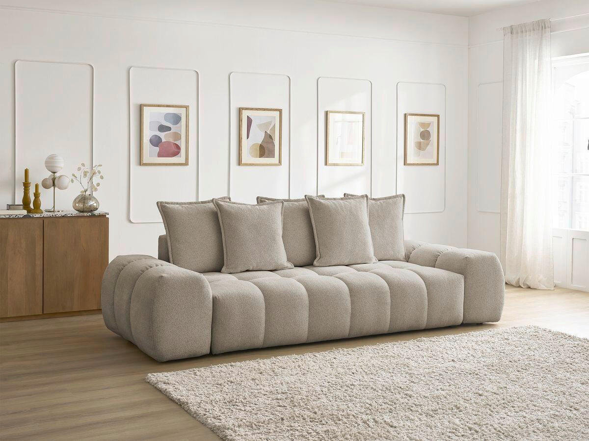 SCHLAFSOFA EVEREST  mit Armteil links, Armteil rechts Flachgewebe Taupe  - Taupe/Schwarz, MODERN, Kunststoff/Textil (278/115/90cm) - Livetastic