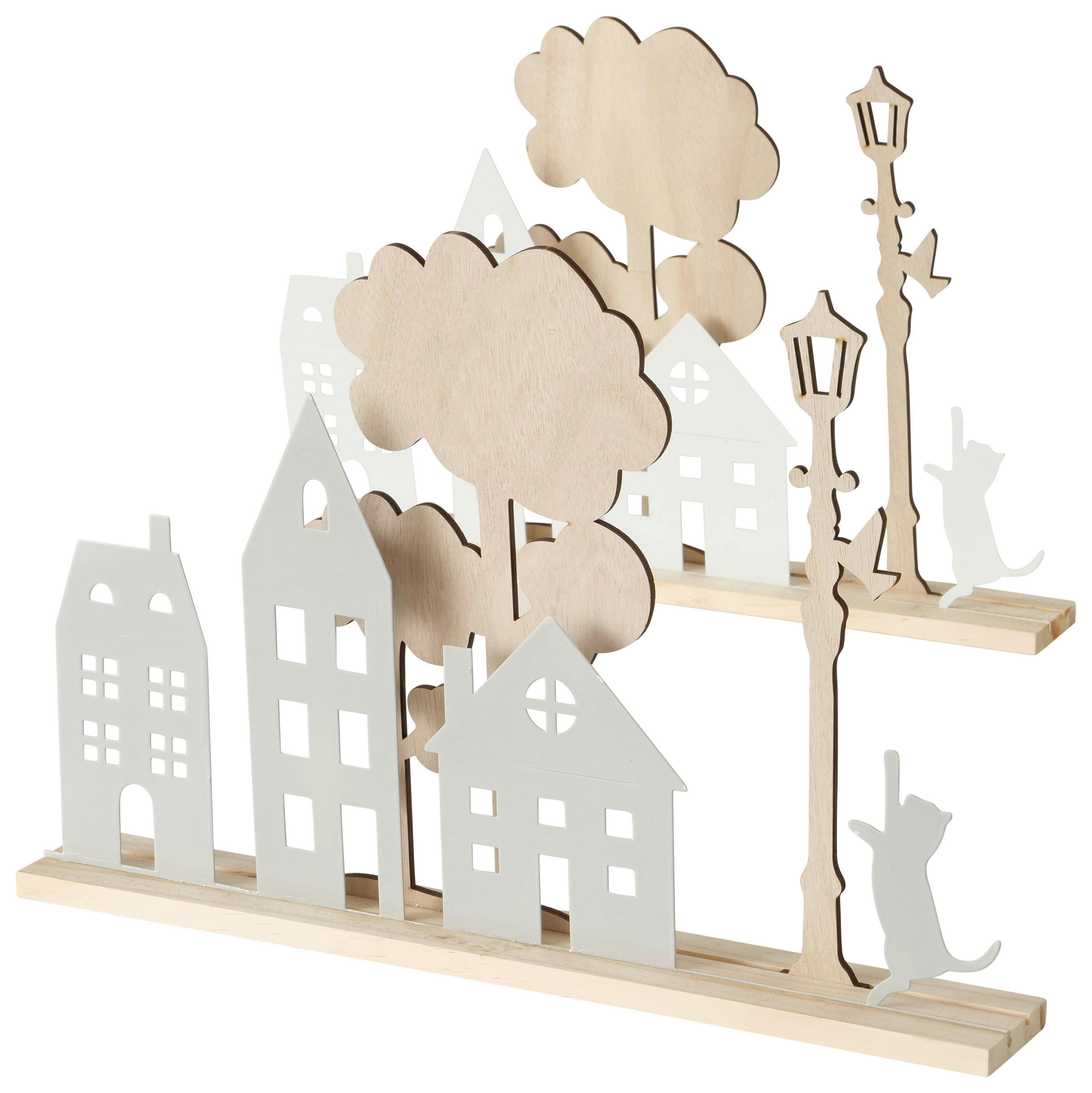 DEKOHAUS - Weiss/Hellgrau, Basics, Holz/Metall (46/7/31cm) - Ambia Home