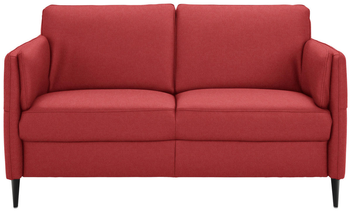 2,5-SITZER in Echtleder Rot  - Rot/Schwarz, Design, Leder/Metall (164/84/99cm) - Dieter Knoll