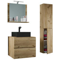 BADEZIMMER 4-teilig  in 94 cm  - Honigeiche/Schwarz, MODERN, Glas/Keramik (94cm) - MID.YOU
