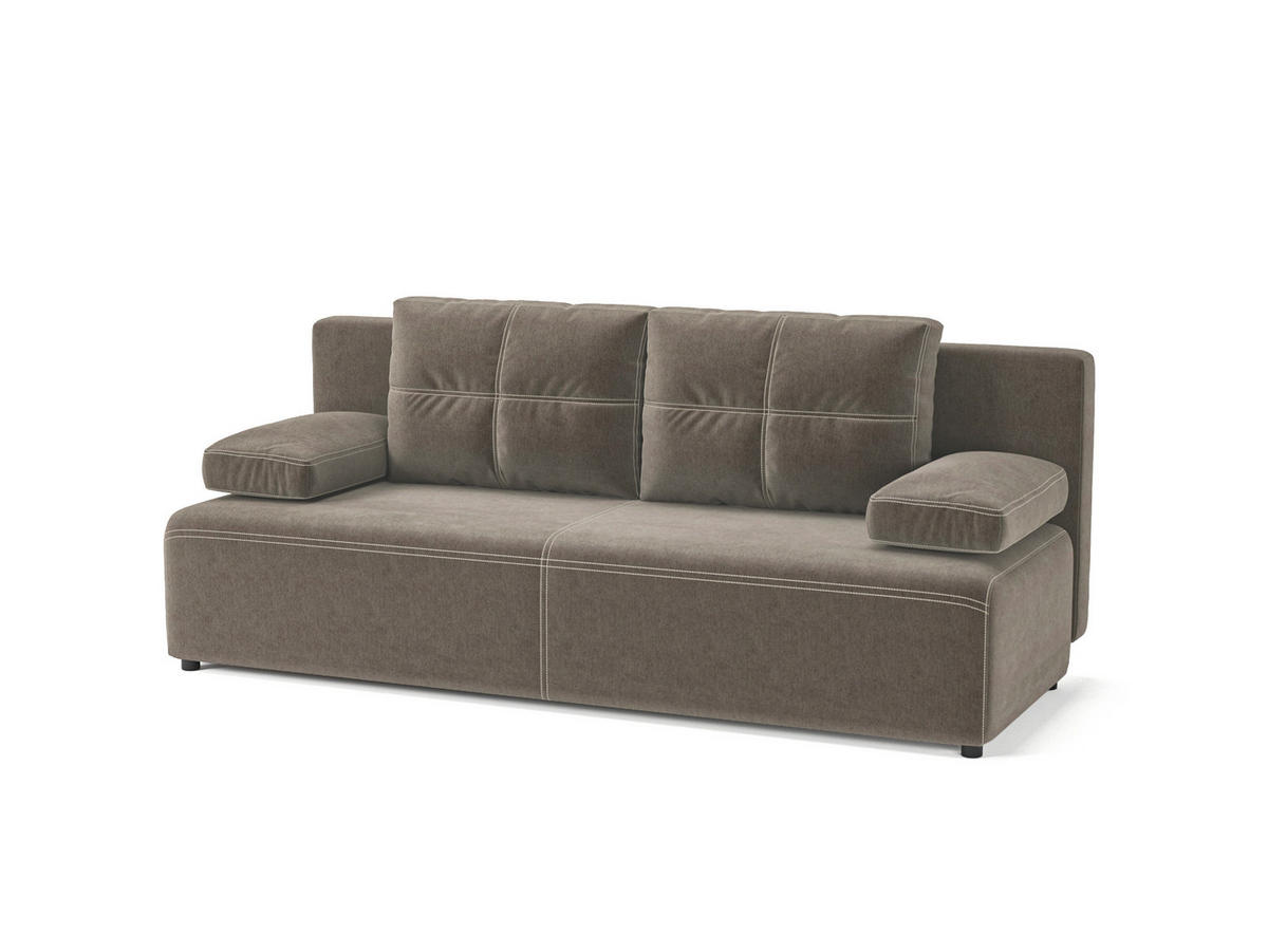 SCHLAFSOFA MUNICH in Flachgewebe Hellbraun  - Hellbraun/Schwarz, Design, Kunststoff/Textil (200/88/86cm) - MID.YOU