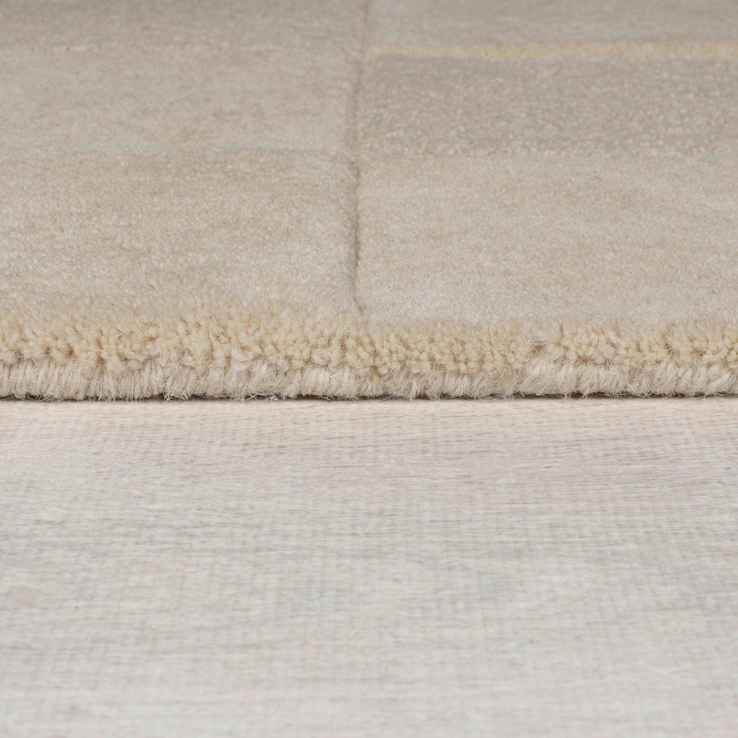 Thumbnail - Xora Wollteppich Moderno, Beige, Textil, Struktur, rechteckig, 120x170 cm, Reach, AZO-frei, Handmade in India, für Fußbo...
