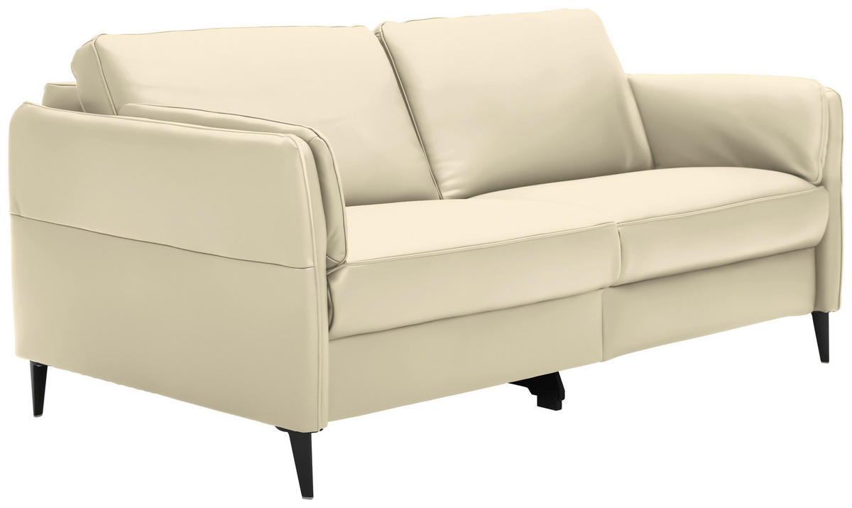 3-SITZER-SOFA in Leder Ecru  - Ecru/Schwarz, Design, Leder/Metall (190/84/99cm) - Dieter Knoll