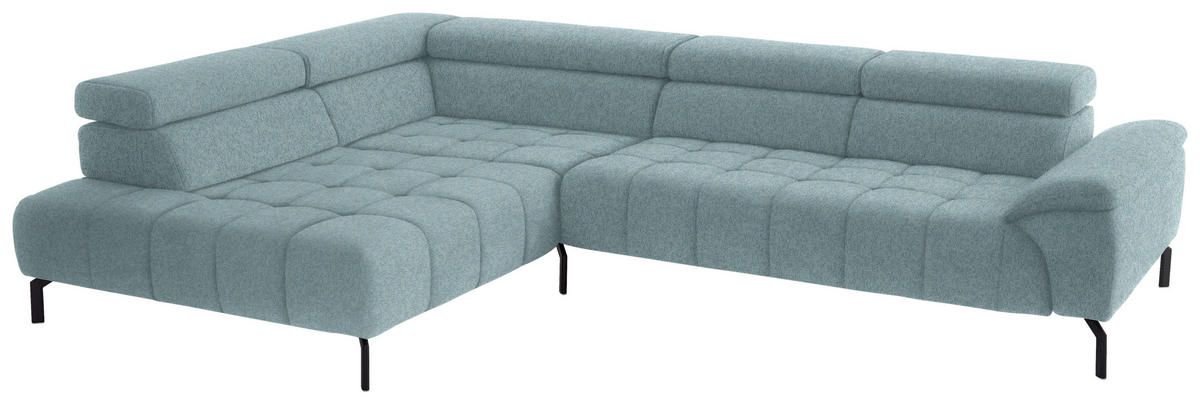 ECKSOFA in Chenille Hellblau  - Schwarz/Hellblau, Design, Textil/Metall (222/323cm) - Beldomo Style