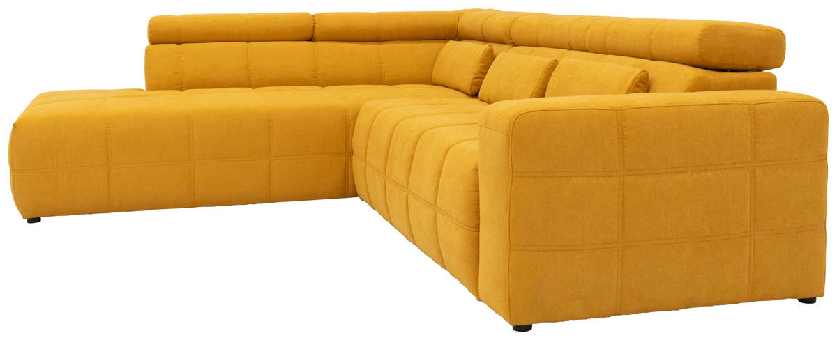 ECKSOFA Orange Mikrofaser  - Schwarz/Orange, Design, Kunststoff/Textil (228/275cm) - MID.YOU