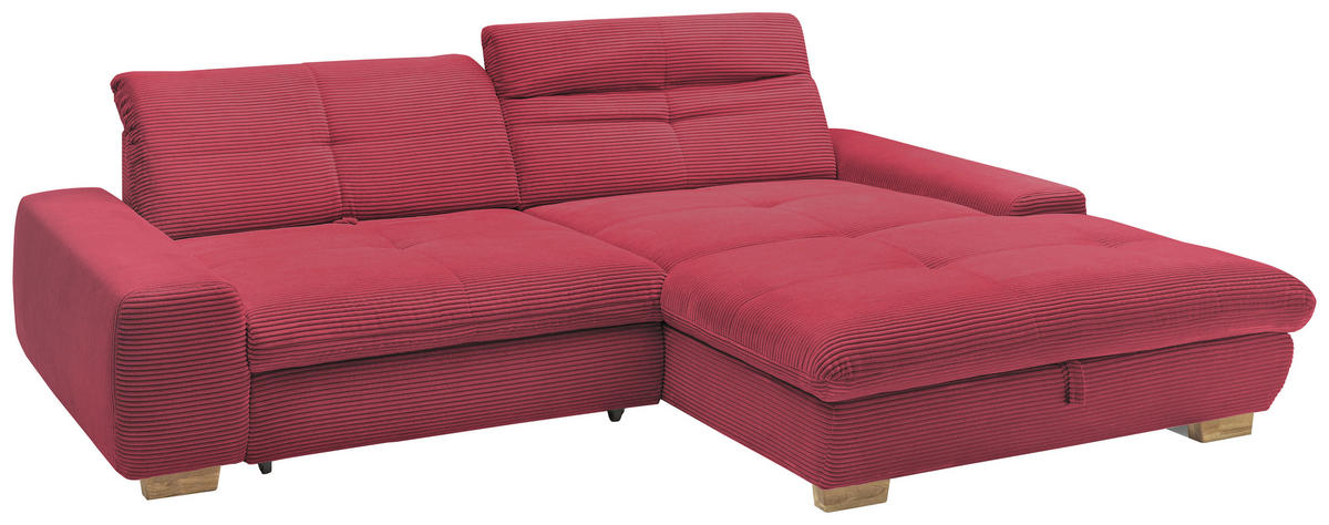 ECKSOFA Beere Cord  - Eichefarben/Beere, Design, Holz/Textil (276/198cm) - SetOne by Musterring
