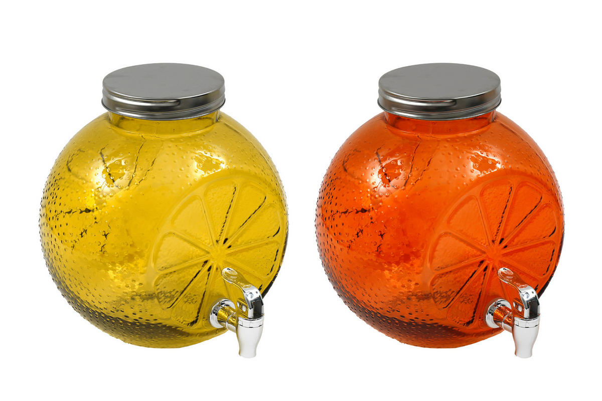 DÁVKOVAČ NÁPOJŮ   - tmavě oranžová/světle žlutá, Basics, kov/sklo (23/18cm)