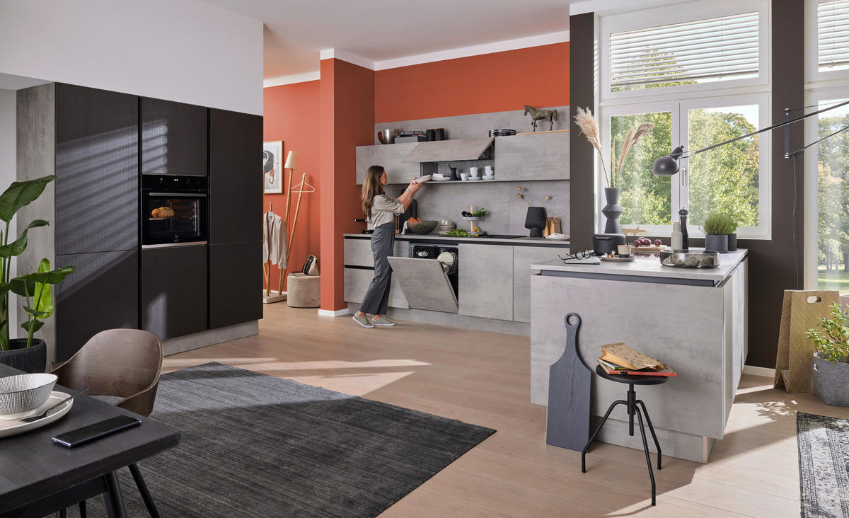 EINBAUKÜCHE   - Grau, Design, Holzwerkstoff - Dieter Knoll